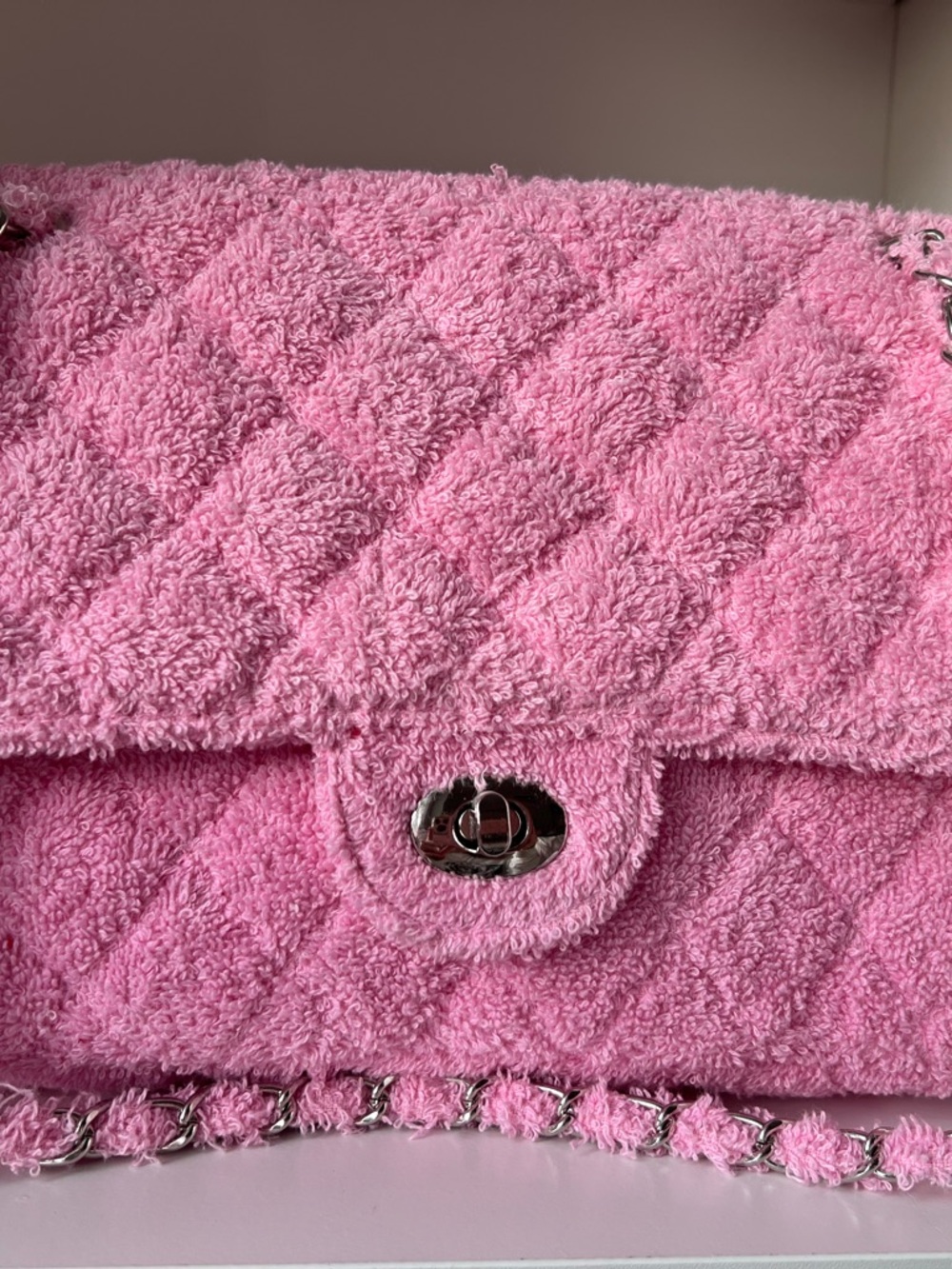 Murakchi - Terry Quilted Pink Shoulder Bag (hand-made in Morocco) 🇲🇦 - Picture 2 of 13